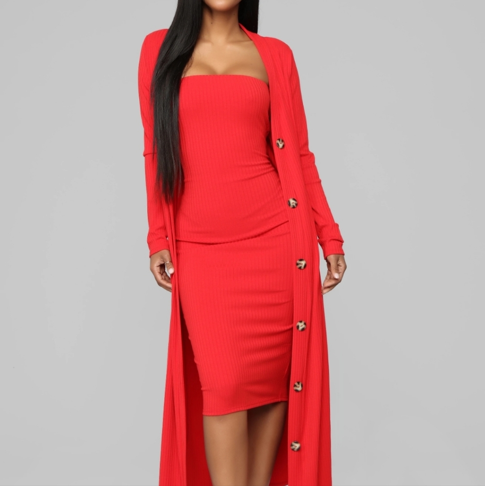 Never Looking Back 2 Piece Dress - Tomato Red